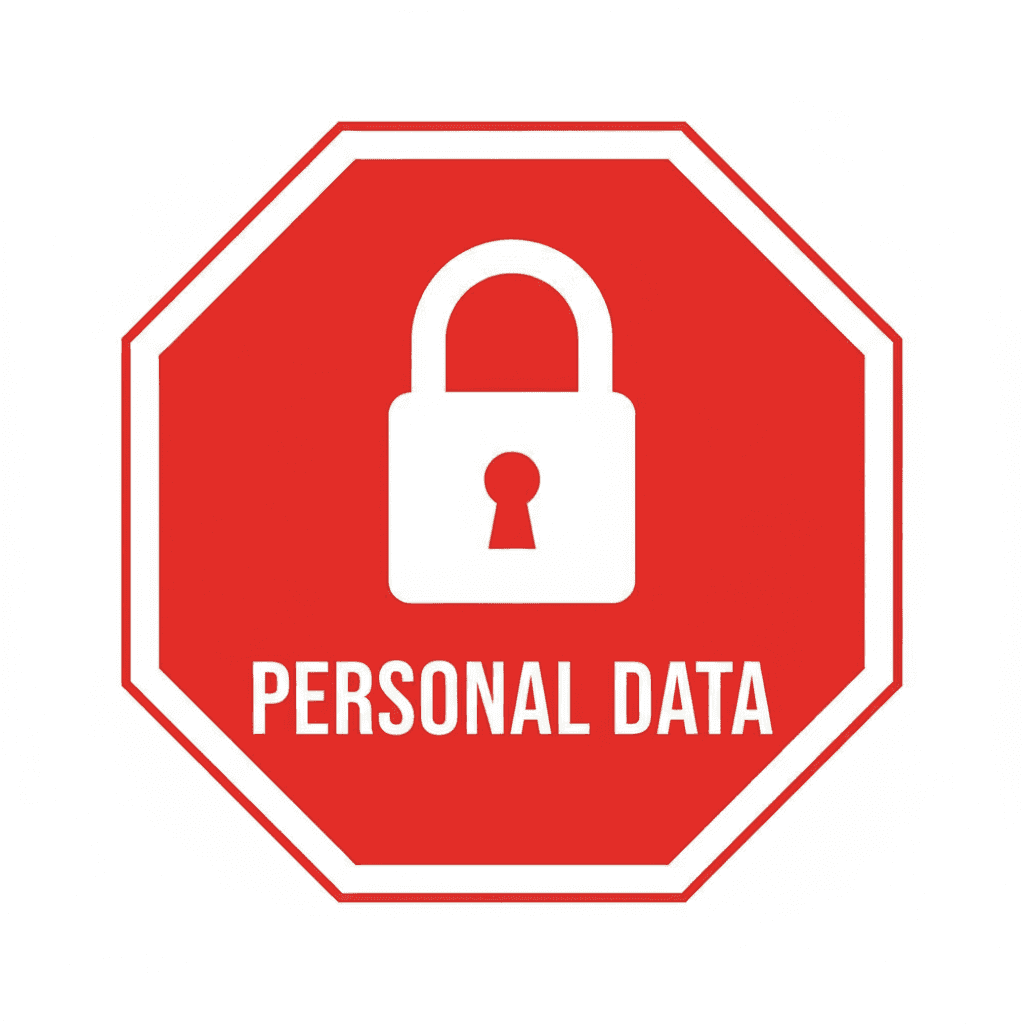 Cartello rosso con divieto di accesso a dati personali